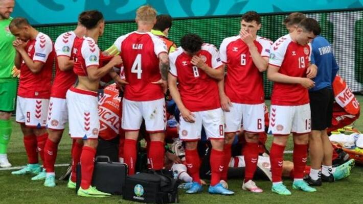 Denmark playmaker collapsed during the match against Finland Denmark playmaker collapsed during the match against Finland