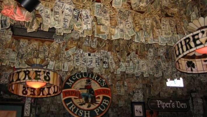 pub decorated with dollars pub decorated with dollars