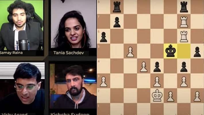 kiccha sudeep and chess maestro Vishwanathan Anand faced off in a chess For Covid 19 Fundraiser ckm kiccha sudeep and chess maestro Vishwanathan Anand faced off in a chess For Covid 19 Fundraiser ckm