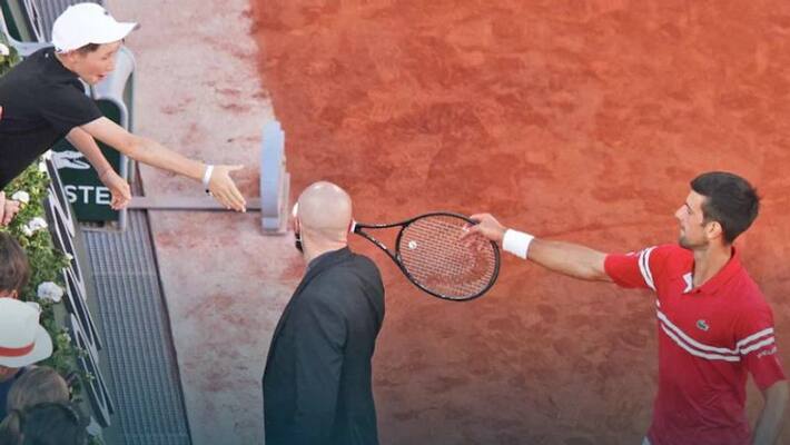 Novak Djokovic gifted his racquet to a young fan after winning his French Open title Novak Djokovic gifted his racquet to a young fan after winning his French Open title