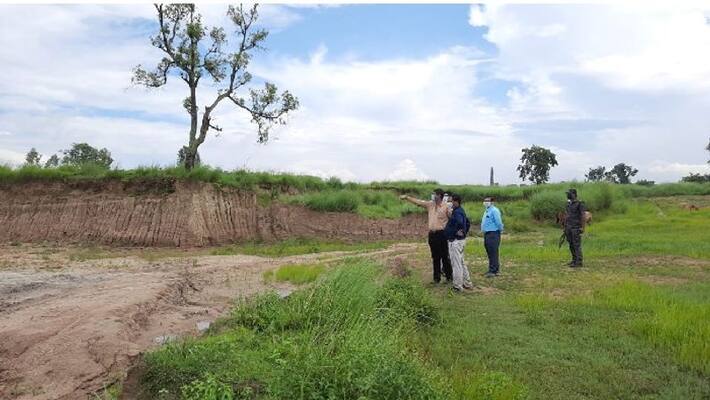 Soil is being cut illegally in the area adjacent to the Kulik river dam bpsb Soil is being cut illegally in the area adjacent to the Kulik river dam bpsb
