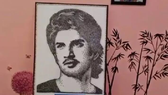 artist prepared picture of late actor sushant singh by using 31000 nails artist prepared picture of late actor sushant singh by using 31000 nails