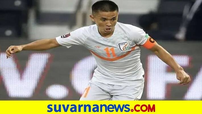 Indian Football Captain Sunil Chhetri one goal short of entering all time top 10 Goal Scorer kvn Indian Football Captain Sunil Chhetri one goal short of entering all time top 10 Goal Scorer kvn