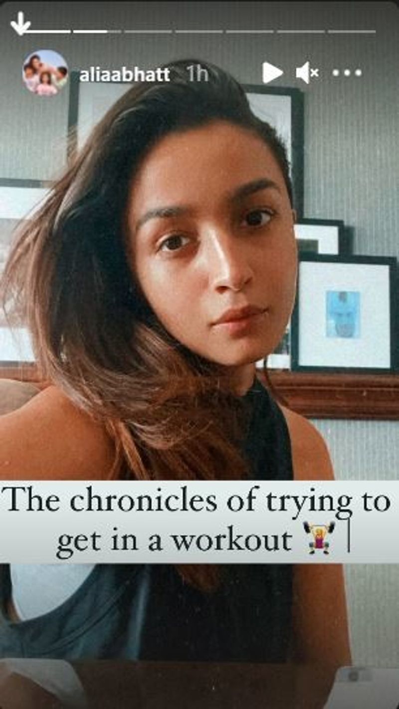 Alia Bhatt took to her Instagram account and shared a few stories sharing her chronicles to trying to working out.