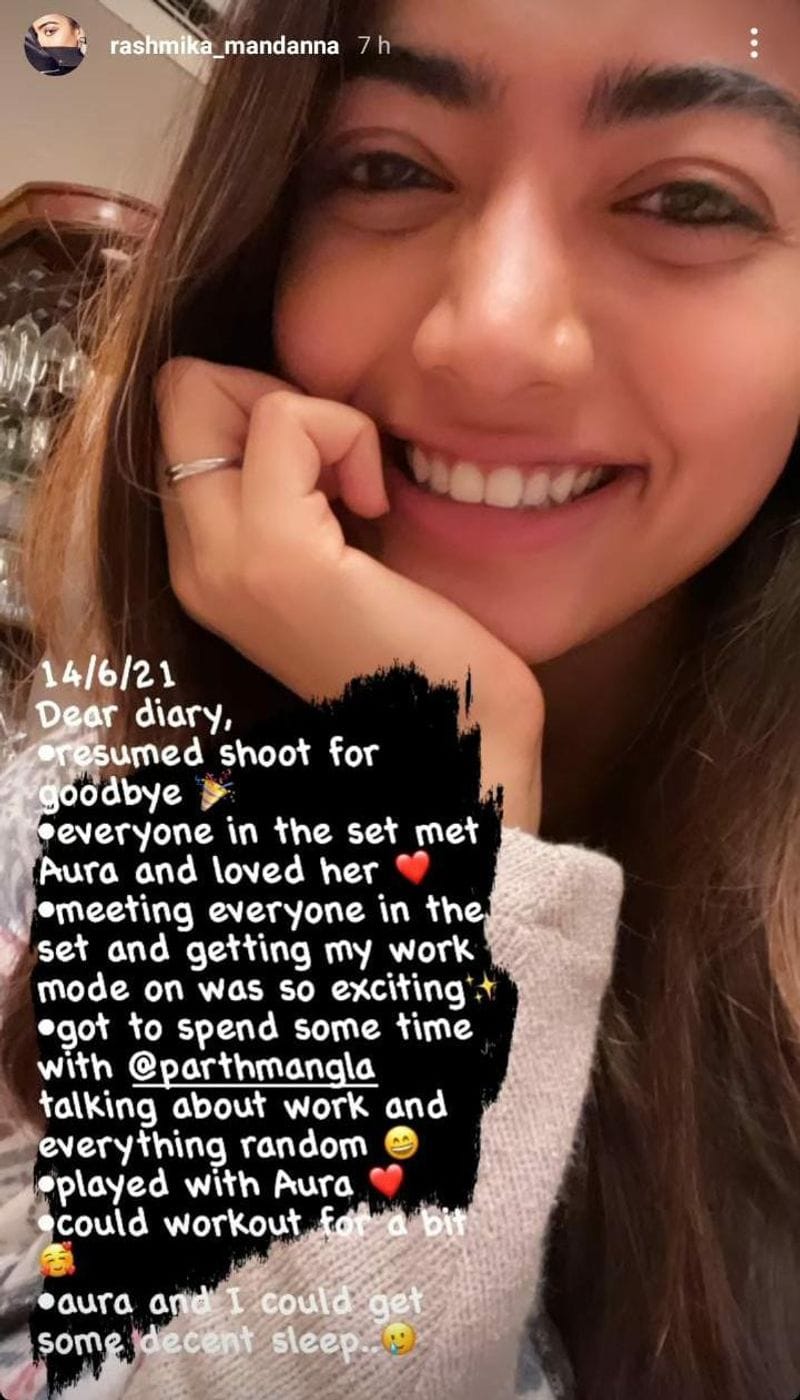 In her story, Rashmika shared a selfie that captured the beautiful actor smile for the camera. She began her long note by noting the date, i.e. June 14. 