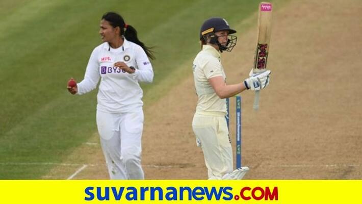 Womens Test Cricket Heather Knight takes England Women Cricket Team Edge over India on Day 1 kvn Womens Test Cricket Heather Knight takes England Women Cricket Team Edge over India on Day 1 kvn