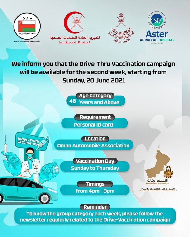 drive through covid vaccination will continue in oman