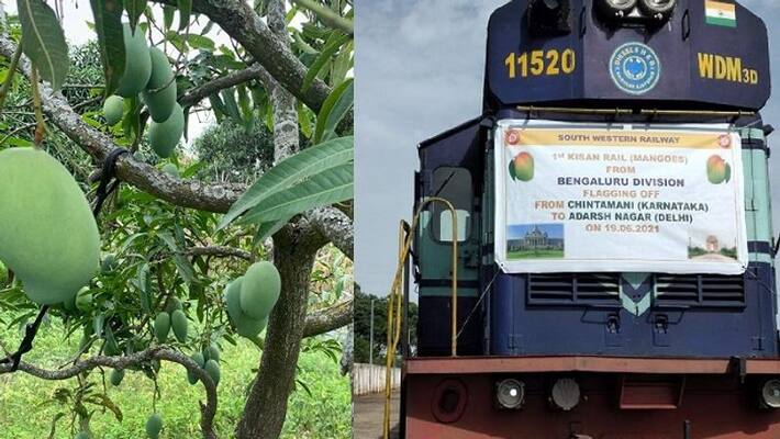 Karnataka First Kisan Rail carrying 250 Tonnes Mangoes from Kolar to Delhi ckm Karnataka First Kisan Rail carrying 250 Tonnes Mangoes from Kolar to Delhi ckm