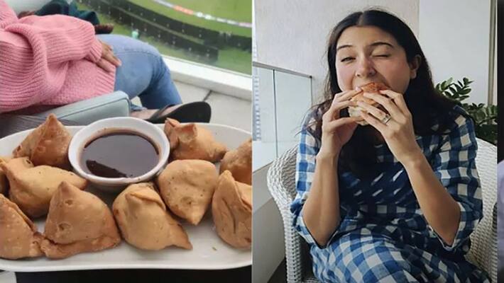 Anushka Sharma enjoys plate of hot samosas while watching WTC final test match dva Anushka Sharma enjoys plate of hot samosas while watching WTC final test match dva
