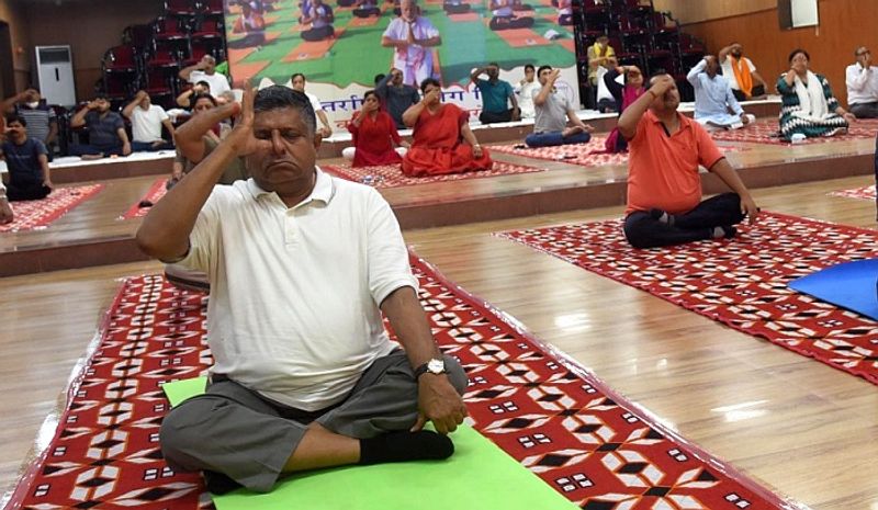 Minister of Electronics & Information Technology Ravi Shankar Prasad urged everyone to take a resolution to practice Yoga every day with family members.
