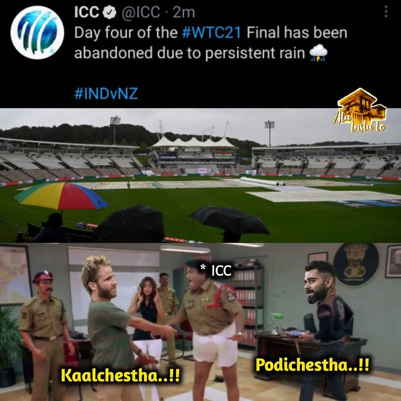 ఐసీసీ వరల్డ్ టెస్టు ఛాంపియన్షిప్ ఫైనల్ మ్యాచ్కి వర్షం అంతరాయం కలిగిస్తుండడంతో సోషల్ మీడియాలో వైరల్ అవుతున్న మీమీలు..