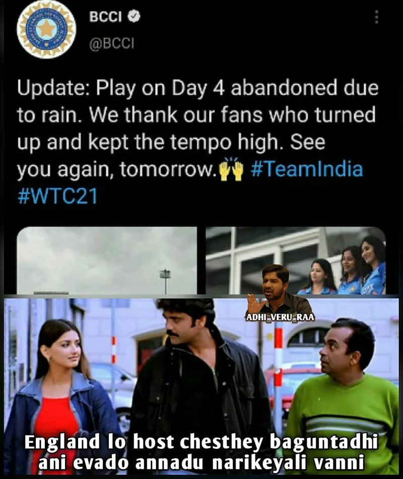 ఐసీసీ వరల్డ్ టెస్టు ఛాంపియన్షిప్ ఫైనల్ మ్యాచ్కి వర్షం అంతరాయం కలిగిస్తుండడంతో సోషల్ మీడియాలో వైరల్ అవుతున్న మీమీలు..