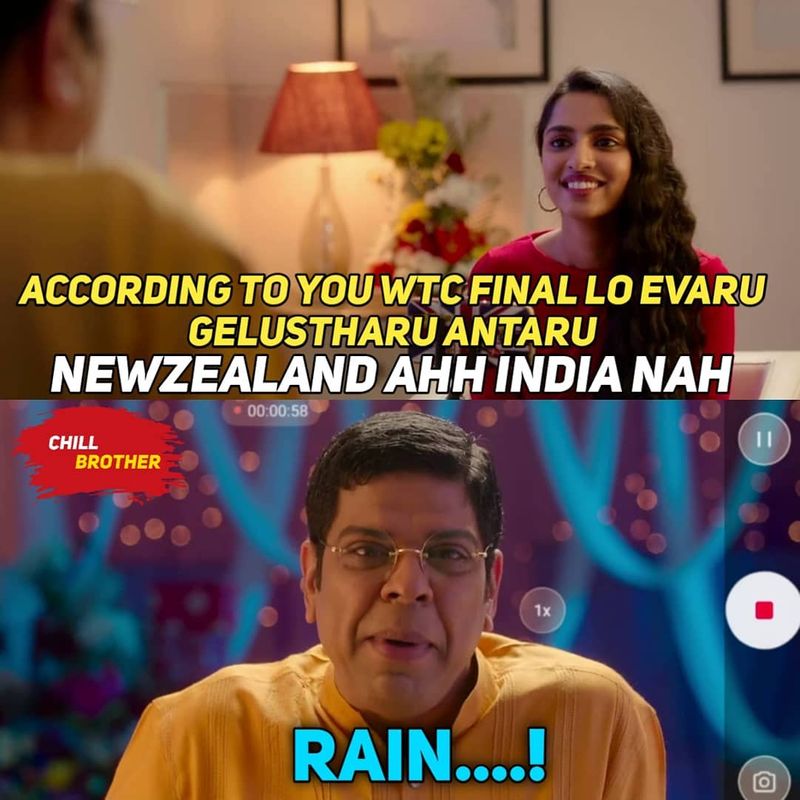 ఐసీసీ వరల్డ్ టెస్టు ఛాంపియన్షిప్ ఫైనల్ మ్యాచ్కి వర్షం అంతరాయం కలిగిస్తుండడంతో సోషల్ మీడియాలో వైరల్ అవుతున్న మీమీలు..