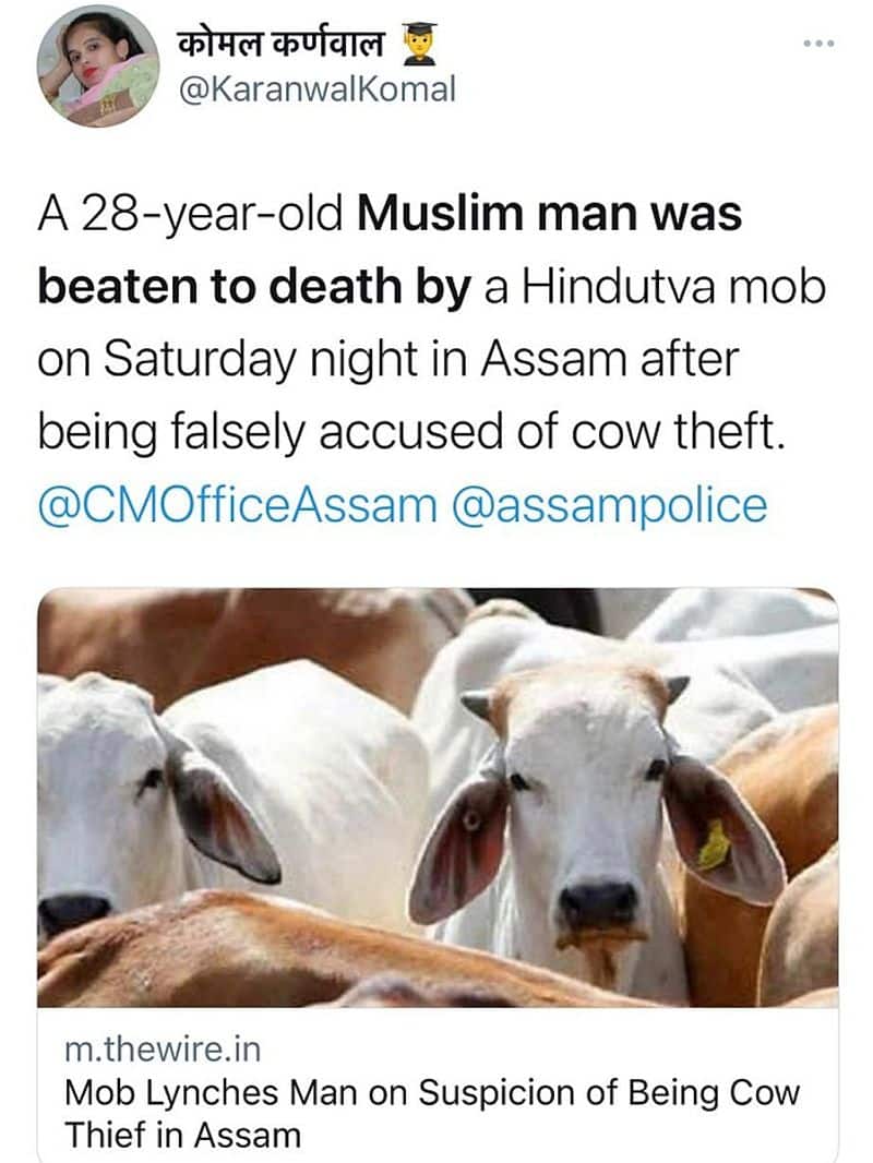 No Muslim was beaten to death by Hindu mob for cow theft in Assam-VPN