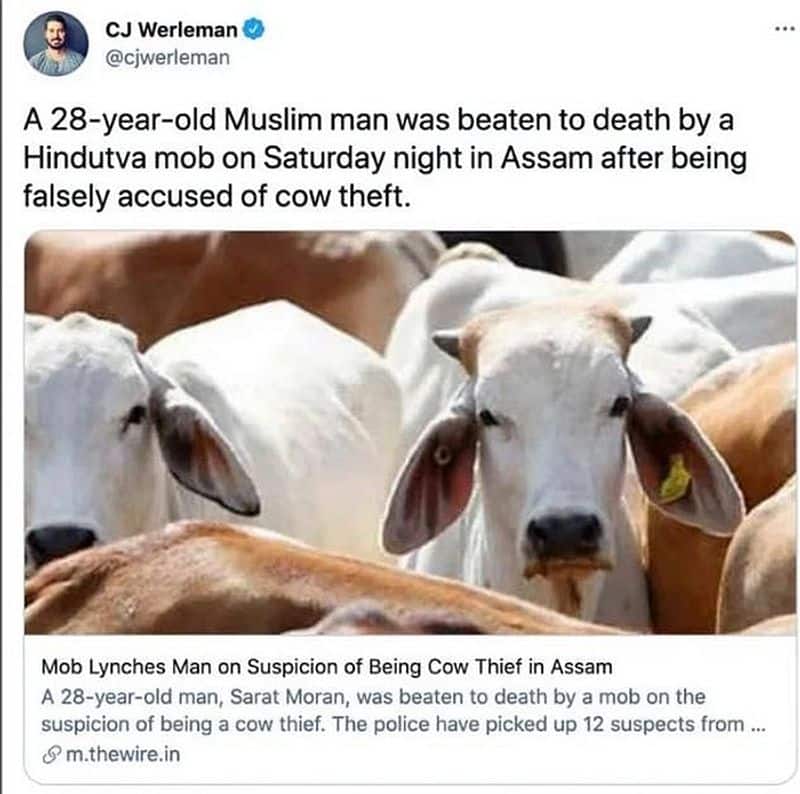 No Muslim was beaten to death by Hindu mob for cow theft in Assam-VPN