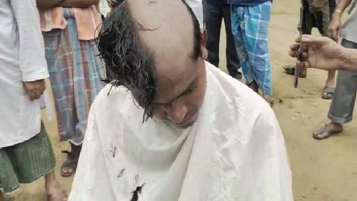 Several BJP workers joined TMC after shaving their hair bpsb Several BJP workers joined TMC after shaving their hair bpsb