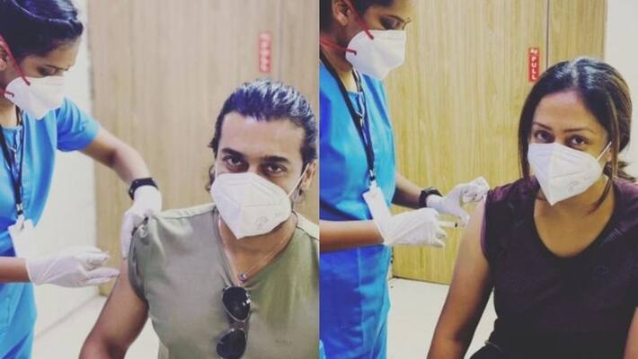 Suriya And Wife Jyothika Get First Dose Of COVID 19 Vaccine Suriya And Wife Jyothika Get First Dose Of COVID 19 Vaccine