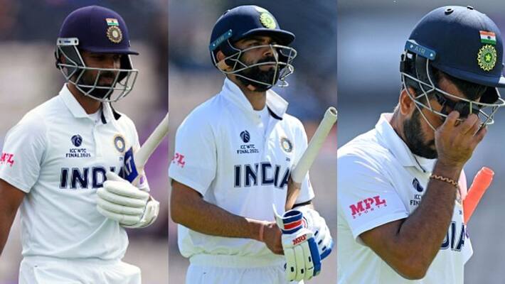 Kohli , Pujara, Rahane out before lunch, team India under pressure in reserve day of wtc final 2021 spb Kohli , Pujara, Rahane out before lunch, team India under pressure in reserve day of wtc final 2021 spb