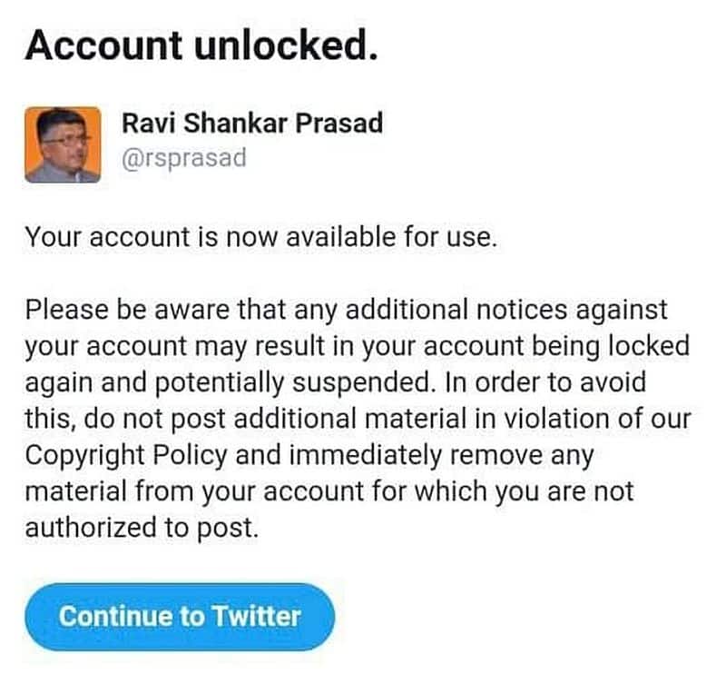 Ravi Shankar Prasad locked out of his Twitter account for an hour-VPN