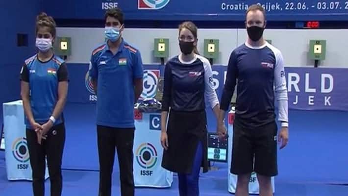 ISSF World Cup Manu Bhaker and Saurabh Chaudhary settle for silver in mixed team pwa ISSF World Cup Manu Bhaker and Saurabh Chaudhary settle for silver in mixed team pwa