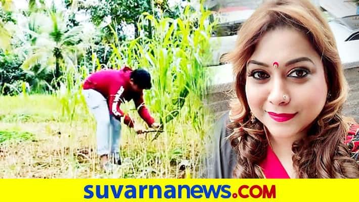 Actress Rakshitha shares son Soorya farming video vcs Actress Rakshitha shares son Soorya farming video vcs
