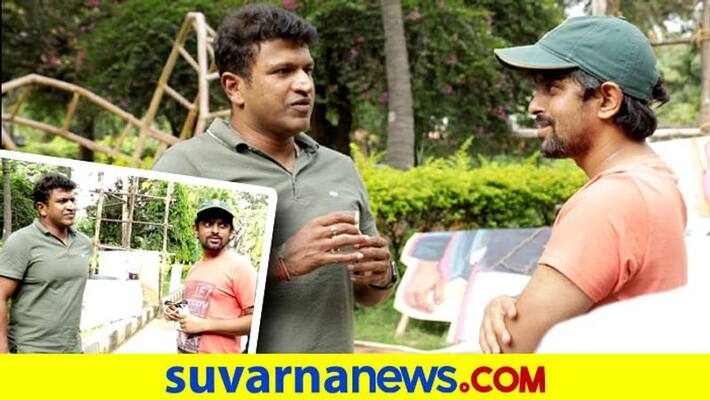 PRK production Man of the Match Puneeth rajkumar visits shooting set vcs PRK production Man of the Match Puneeth rajkumar visits shooting set vcs