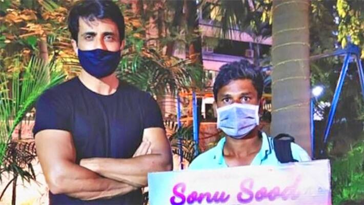 Sonu Sood Fan Raghu Walked 700 km from hyderabad to mumbai kpg Sonu Sood Fan Raghu Walked 700 km from hyderabad to mumbai kpg