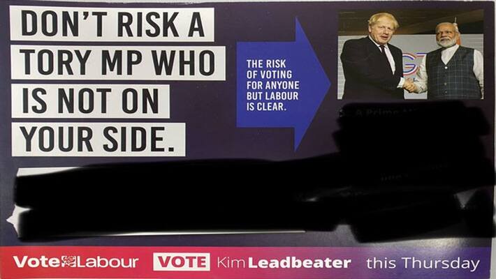 By elections in Britain, Labor Party created controversy over Modi picture with Boris Johnson kpa By elections in Britain, Labor Party created controversy over Modi picture with Boris Johnson kpa