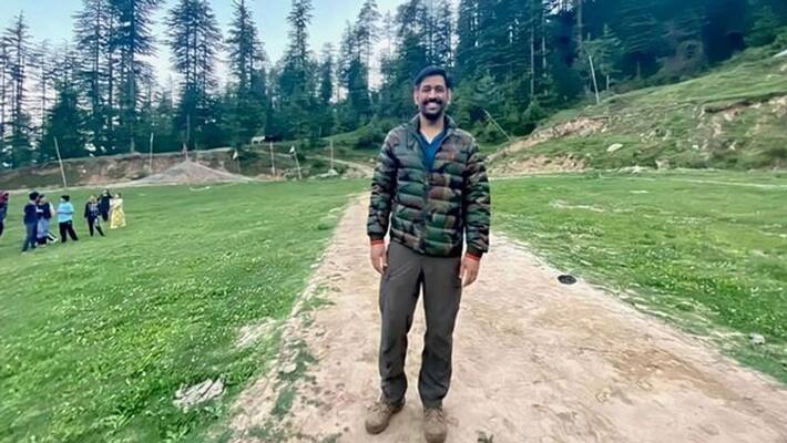 MS Dhoni shows his humility, inspects village cricket ground during Shimla trip pwa MS Dhoni shows his humility, inspects village cricket ground during Shimla trip pwa
