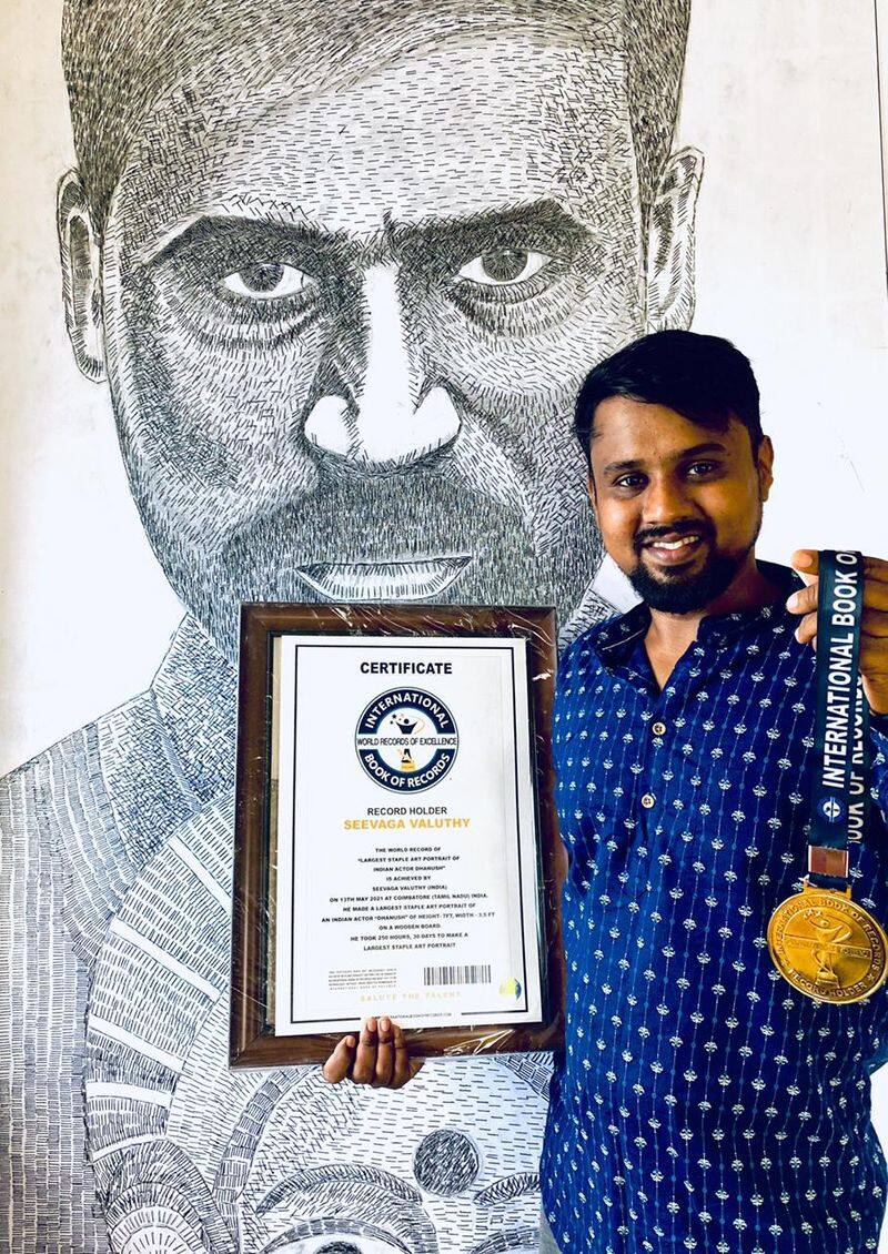 actor dhanush stapler drawing create record