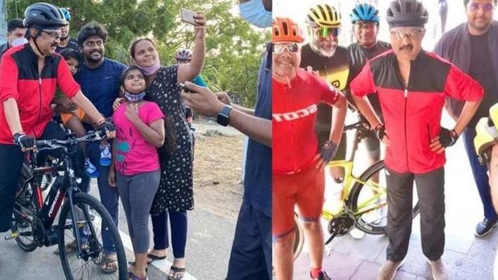 Corona reduced .. Chief Minister Stalin who went cycling comfortably and relaxed. Corona reduced .. Chief Minister Stalin who went cycling comfortably and relaxed.