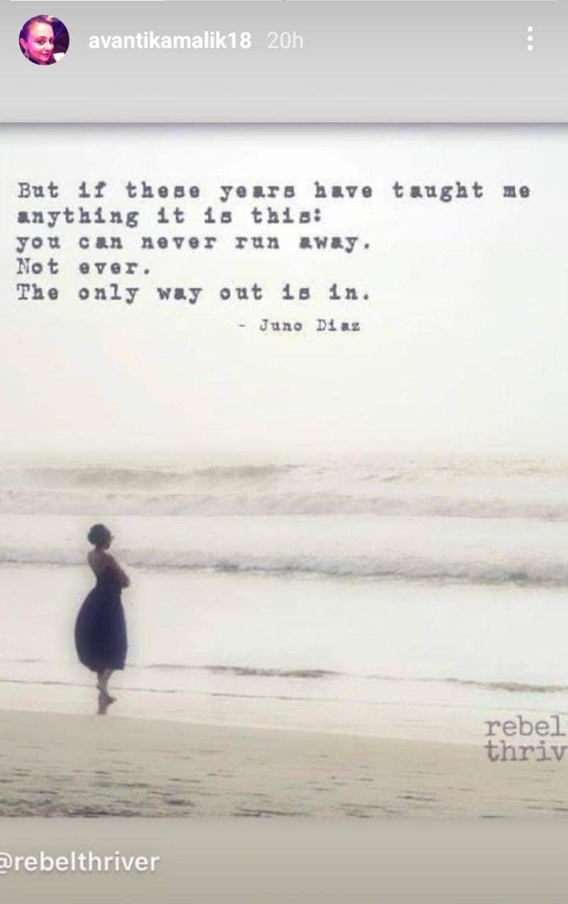 She has put up one more post that reads, "But if this year has taught me anything it is this: You can never run away. Not ever. The only way out is in. - Juno Diaz." 