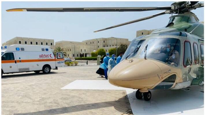 Royal Oman Police air wing air lifted women for getting urgent treatment Royal Oman Police air wing air lifted women for getting urgent treatment