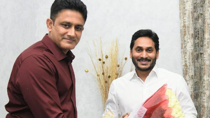 former cricketer Anil Kumble meets AP CM YS Jagan in Camp Office CRA former cricketer Anil Kumble meets AP CM YS Jagan in Camp Office CRA