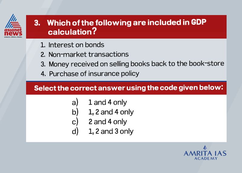 Answer(a)
GDP calculation does not include reselling of goods, house hold works
