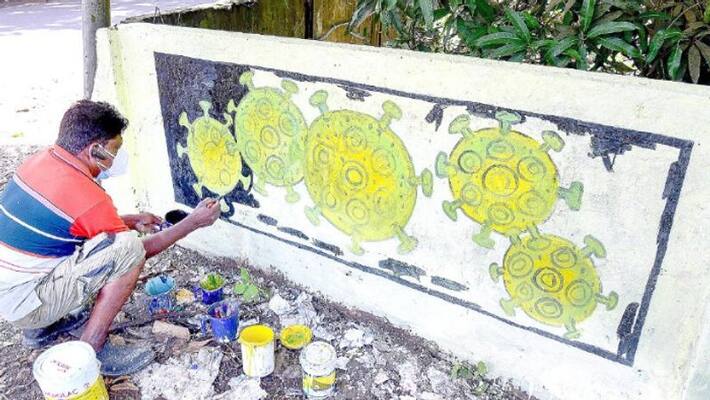 Covid took the life of his mother; Son Works with wall painting Covid took the life of his mother; Son Works with wall painting