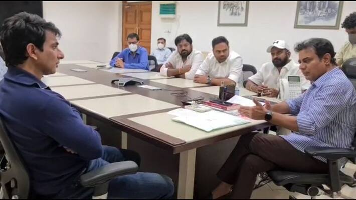actor sonu sood meeting with minister ktr at pragathi bhavan akp actor sonu sood meeting with minister ktr at pragathi bhavan akp