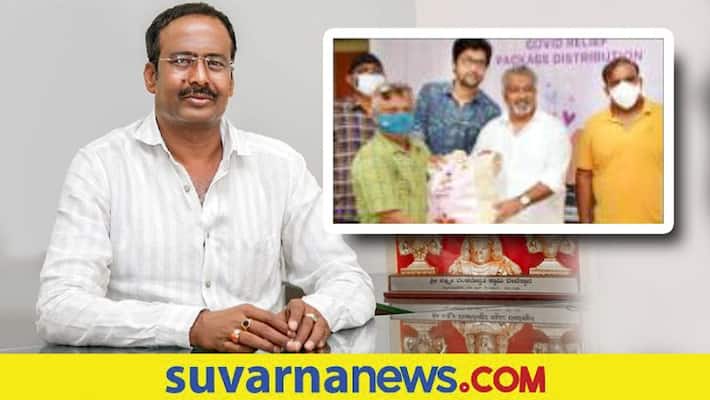 Producer Ramesh reddy helps cinema workers by providing food kit dpl Producer Ramesh reddy helps cinema workers by providing food kit dpl