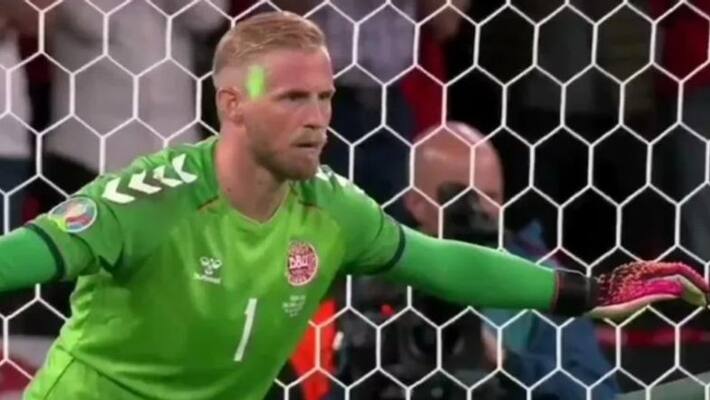 Euro 2020: Laser flashes at Denmarks goalkeeper Kasper Schmeichel Euro 2020: Laser flashes at Denmarks goalkeeper Kasper Schmeichel
