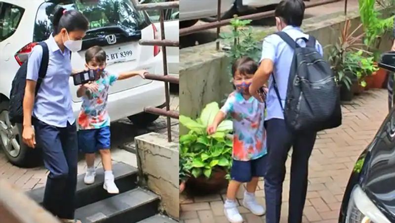 तैमूर का हाल ही में नया लुक सामने आया है, जिसमें वो नए हेयरस्टाइल के साथ नजर आए। नए हेयरकट के साथ तैमूर बांद्रा में नैनी के साथ स्पॉट हुए थे। तैमूर को देखते ही फोटोग्राफर्स उनकी तस्वीर क्लिक करने लगे तो ये देख तैमूर भी पोज देने के लिए पहले तो रुके और हाथ भी बढ़ाया। लेकिन नैनी उन्हें फौरन वहां से ले गई।