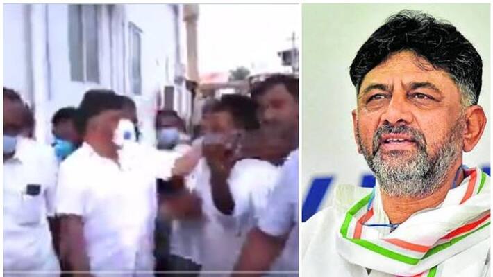 karnataka congress chief dk shivakumar reacts slapping party worker ksp karnataka congress chief dk shivakumar reacts slapping party worker ksp