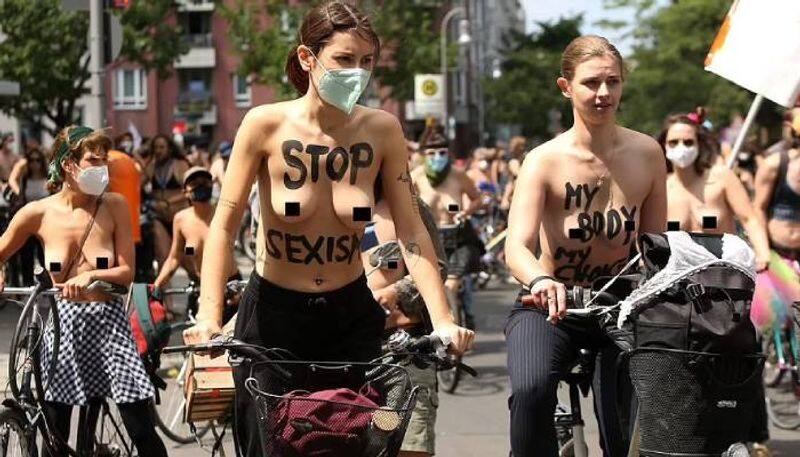 topless protest in Berlin