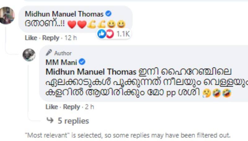 mm mani response for midhun manuel comment