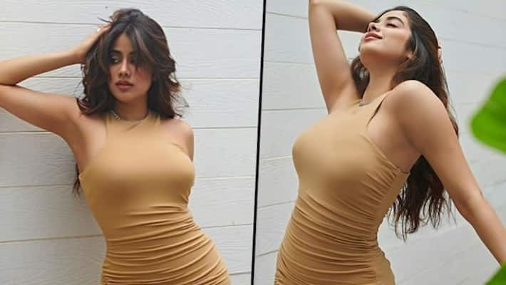 Janhvi Kapoor looks sexy in nude bodycon dress, flaunts toned body; check  pictures