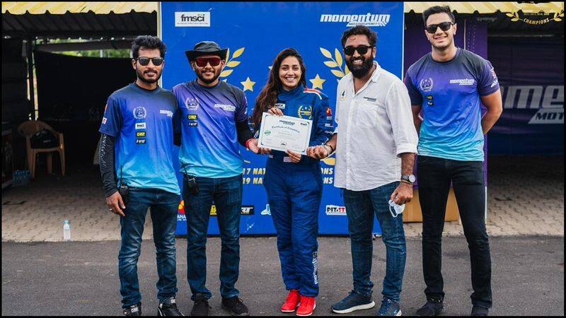 nivetha pethuraj completed first level training for formula one care race