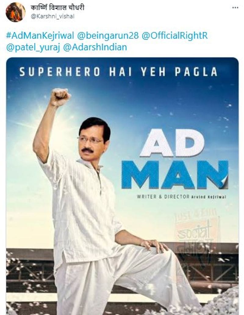 पैडमैन के पोस्टर पर केजरीवाल का चेहरा लगाकर #AdManKejriwal दिखाया गया।