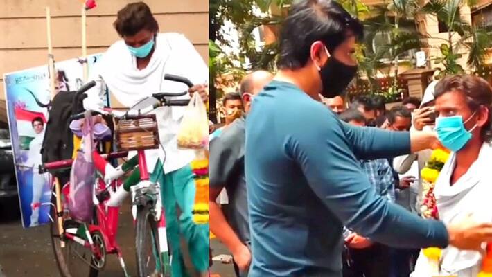 Sonu Sood welcome fan who came to meet him cycling 1200 kms kpg Sonu Sood welcome fan who came to meet him cycling 1200 kms kpg