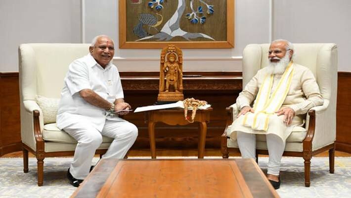 Amid growing nodes of dicord in state BJP leaders Karnataka CM Yediyurappa met PM Modi DHA Amid growing nodes of dicord in state BJP leaders Karnataka CM Yediyurappa met PM Modi DHA