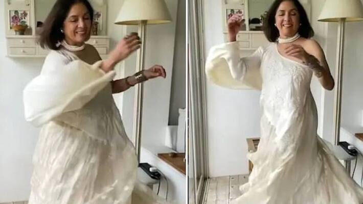 Neena Gupta twirls in white one-shoulder dress designed by daughter Masaba Neena Gupta twirls in white one-shoulder dress designed by daughter Masaba