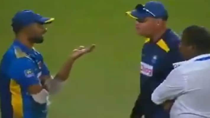 sri lanka team captain shanaka and coach mickey arthur clash on field after defeat against india in second odi sri lanka team captain shanaka and coach mickey arthur clash on field after defeat against india in second odi